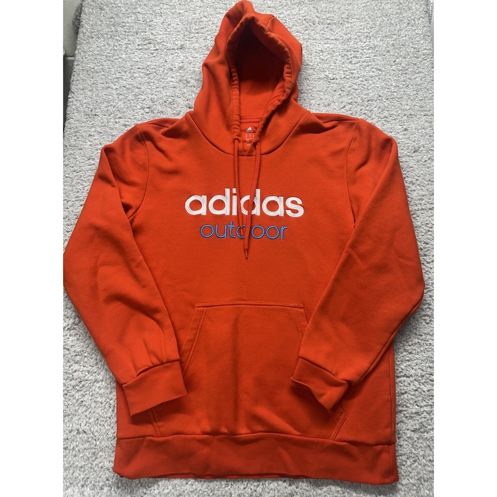 Adidas Performance OUTDOOR Pullover Training Sweatshirt Mens Large Orange Logo